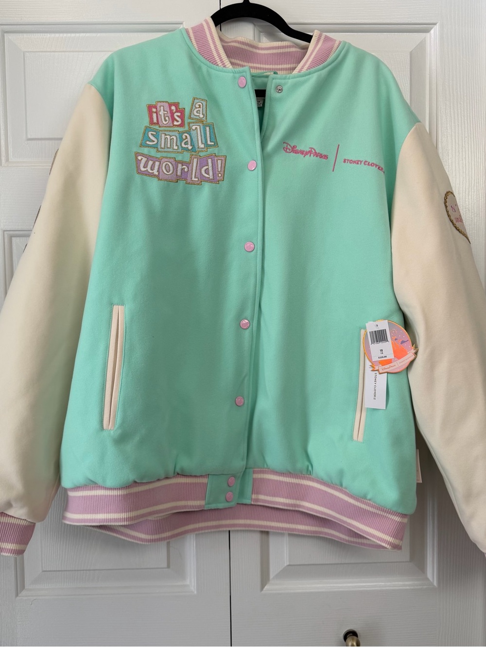 Disney Stoney Clover Lane SCL Varsity Jacket It’s A Small World Adult 1X‎ NEW